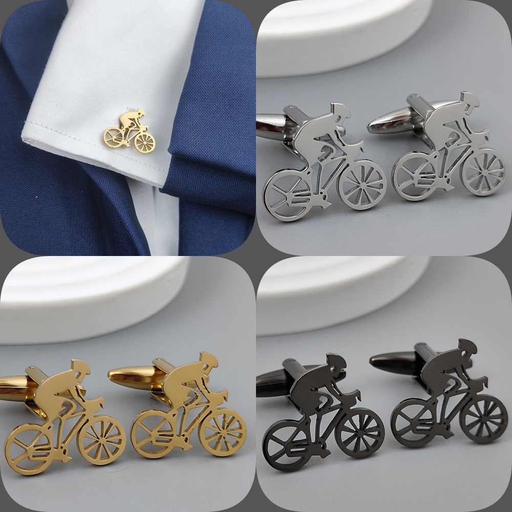 Men'S Formal Wear Ties - Manset berlapis emas pembalap sepeda, manset