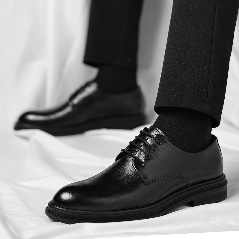 Formal Men Daily Wear Shoes - Sepatu Pria Kulit Bertekstur Hitam Model