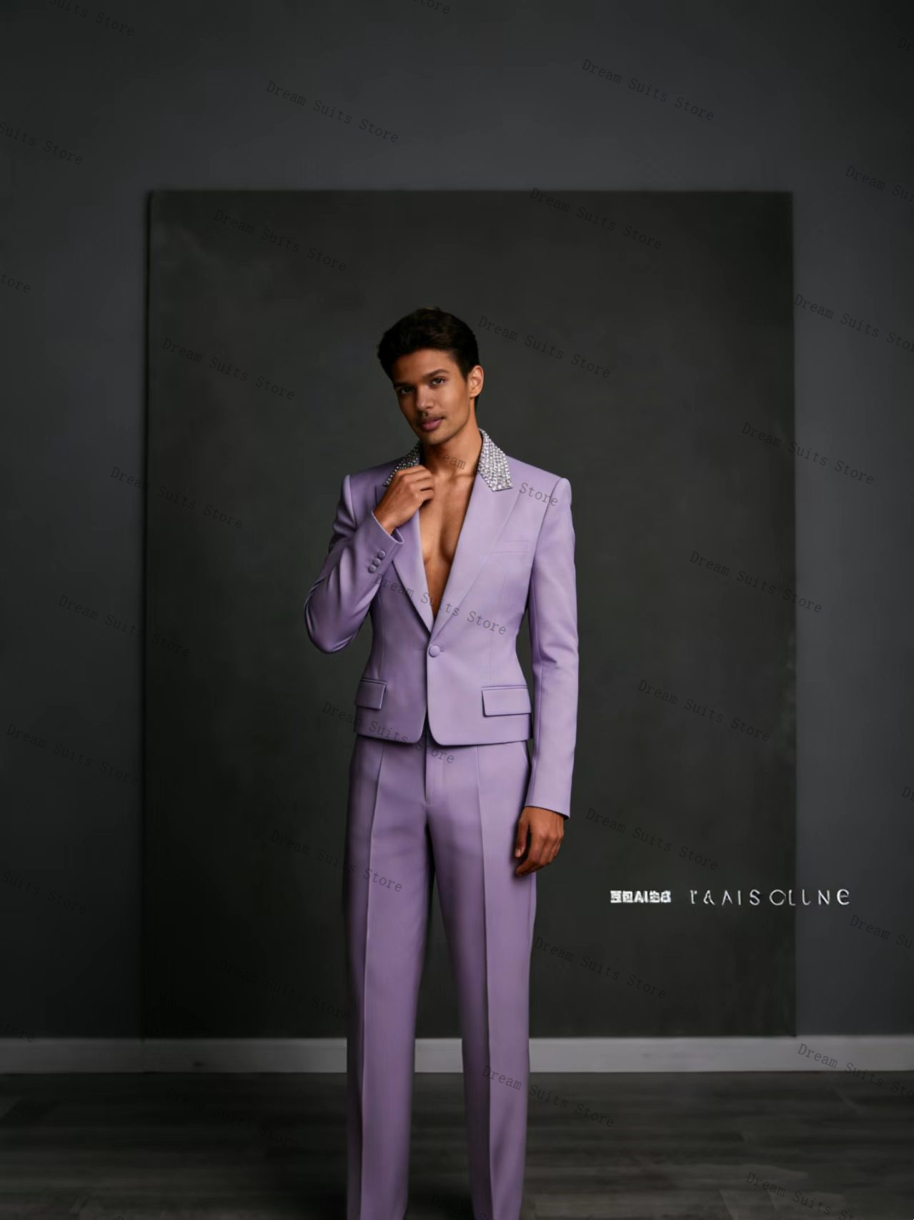 Men Formal Wear Purple - Setelan Jas Pria Kristal 2 Pcs