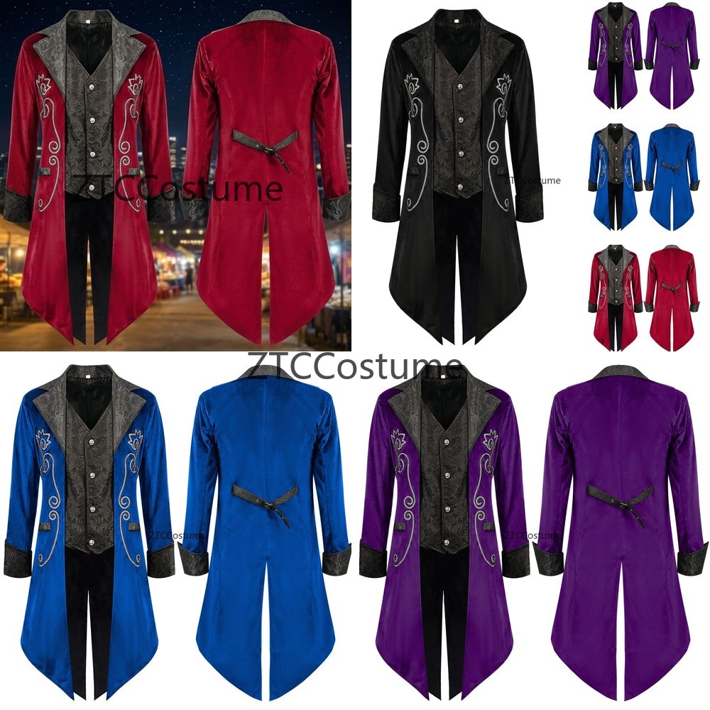 Historical Men'S Formal Wear - Kostum Cosplay Abad Pertengahan Steampunk Victorian