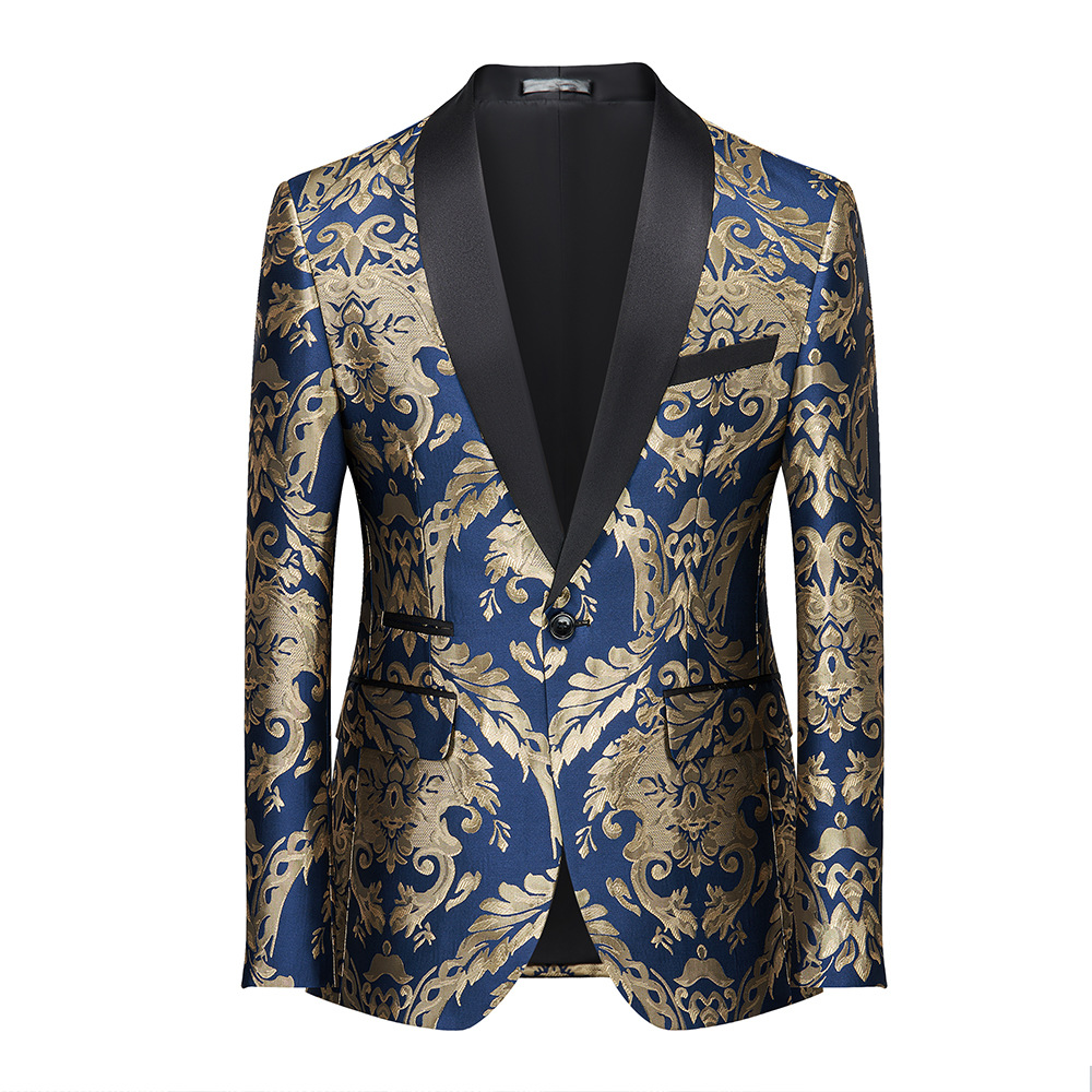 Jas Tuxedo Brokat Merah & Emas - Asian Men Formal Wear ulasan dan harga
