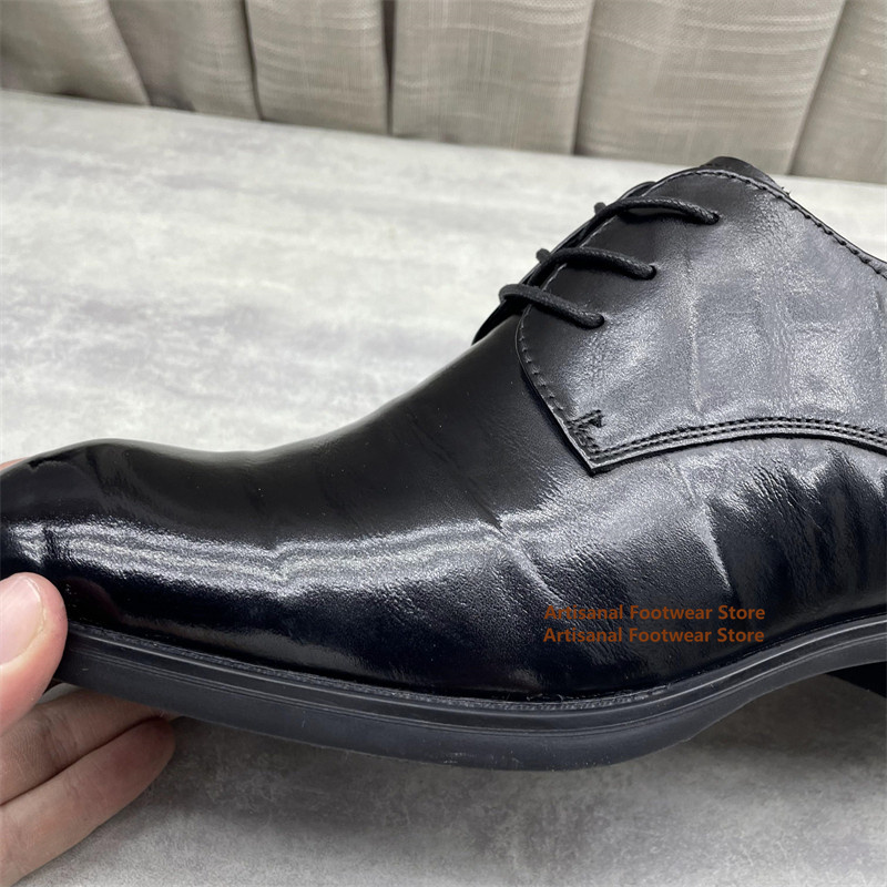 Sepatu Oxford Kulit Hitam Pria - Formal Men Daily Wear Shoes ulasan dan harga