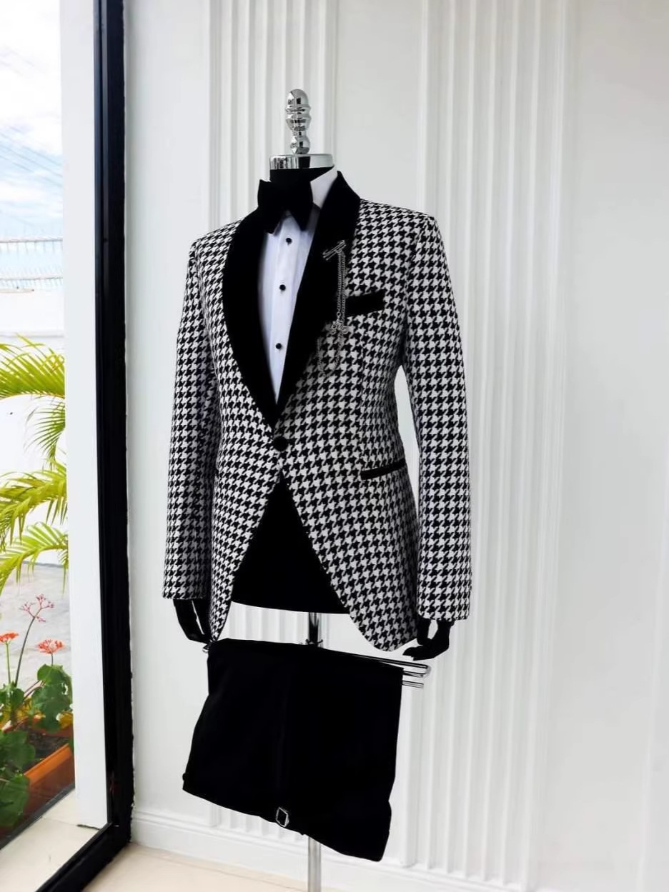 Jas Pria Motif Kotak-kotak Hou - Men Formal Wear Clothes ulasan dan harga