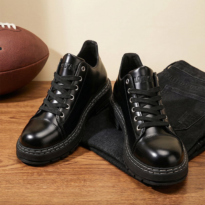 Sepatu Kulit Pria Hitam dengan - Formal Men Daily Wear Shoes ulasan dan harga