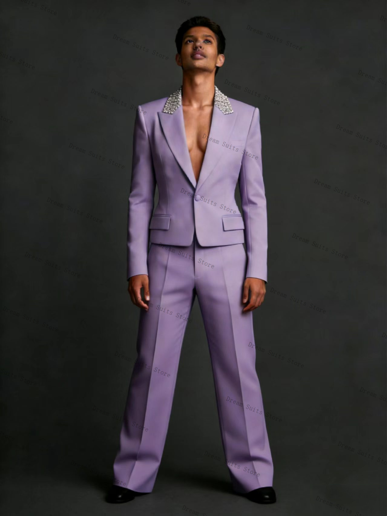 Setelan Jas Pria Kristal 2 Pcs - Men Formal Wear Purple ulasan dan harga