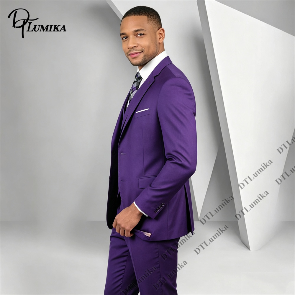 Setelan Jas Pria 3 Potong Warn - Men Formal Wear Purple ulasan dan harga