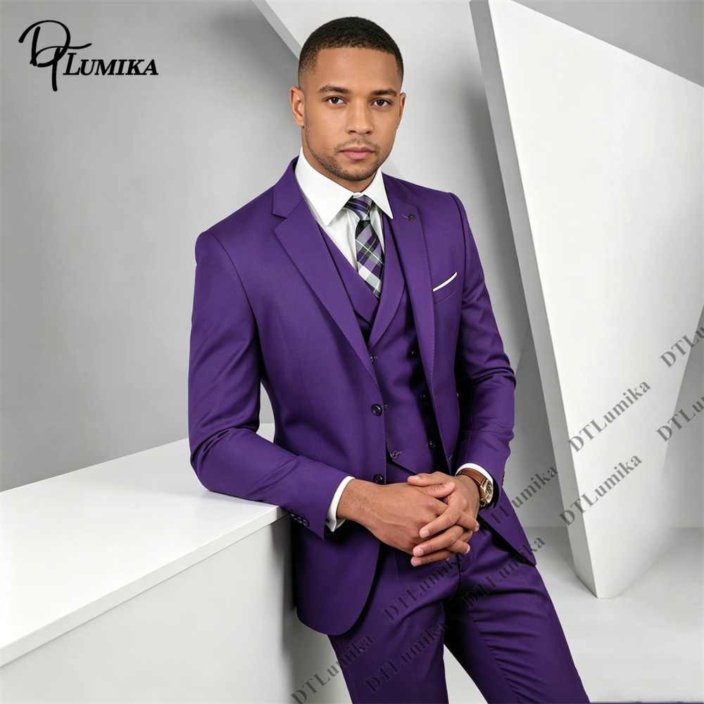 Setelan Jas Pria 3 Potong Warn - Men Formal Wear Purple ulasan dan harga
